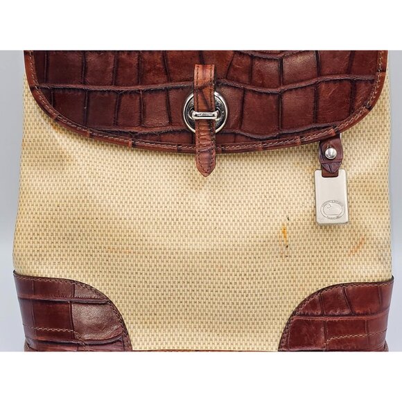 Vintage Dooney & Bourke Women's Brown Croc Embossed Leather Backpack Sz M 2560 - Picture 3 of 16
